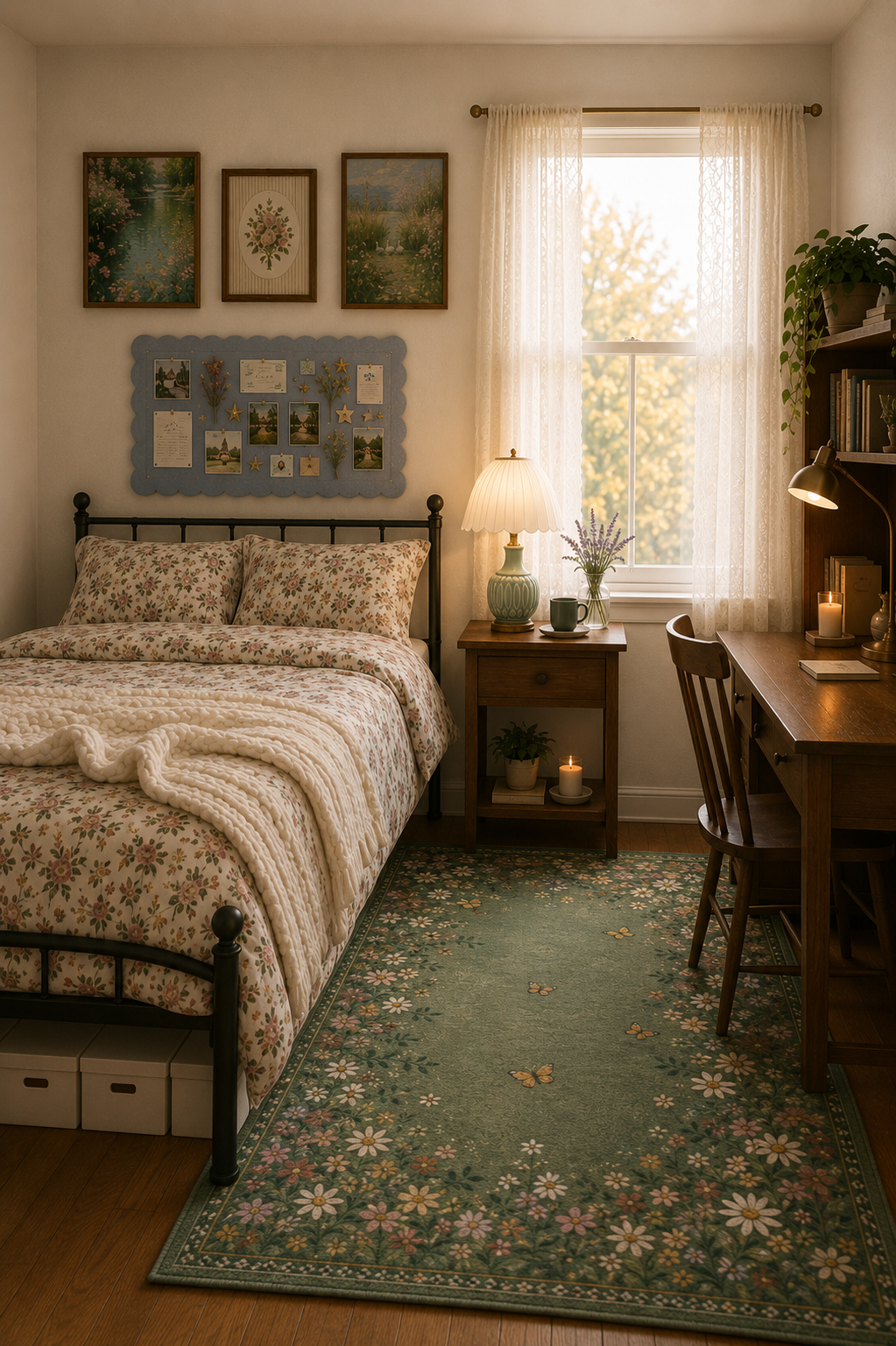 Cozy Cottagecore Dorm Room  Vintage College Bedroom Inspo